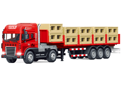 1:24 Scale Cargo Transporter Truck Toy with Pull Back Action & Trailer