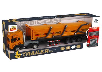 1:24 Scale Metal Construction Toy Transport Series Toys Alloy Diecast Truck and Trailer Set - Image 6