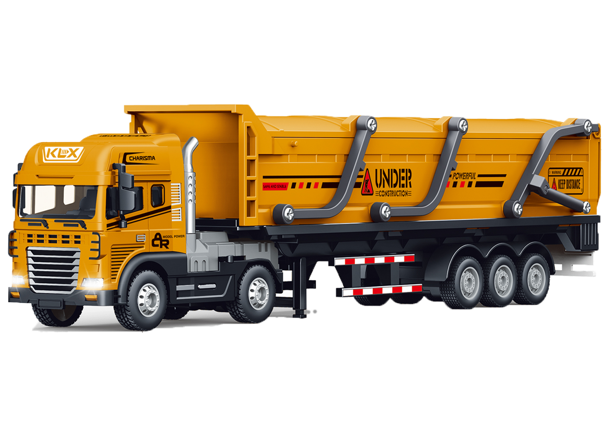 1:24 Scale Metal Construction Toy Transport Series Toys Alloy Diecast Truck and Trailer Set - Image 5