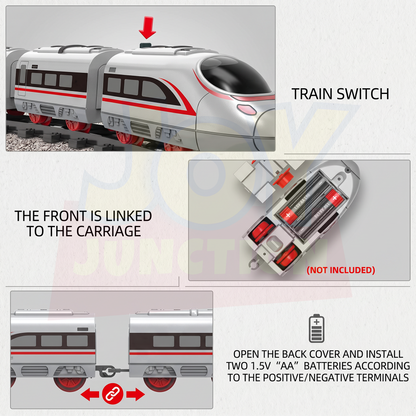 Bullet Train Set for Kids - 13 Pc Railway Track, Motorized Rail Playset (Battery Operated)
