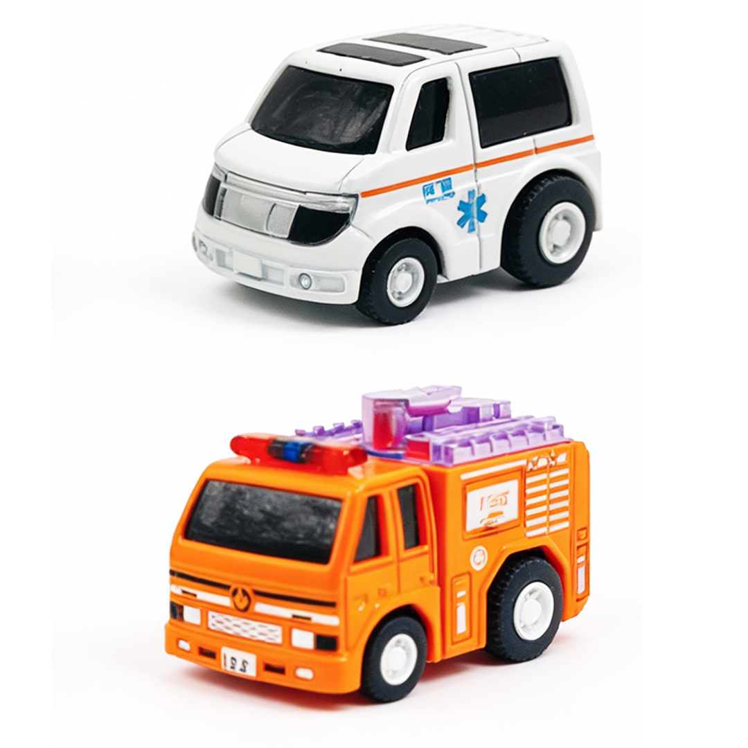 Mini Racer High Speed Transport-Series, Ambulance & Firetruck Pullback Toy (Pack of 2 Multicolors) - Joy Junction Uncategoriz