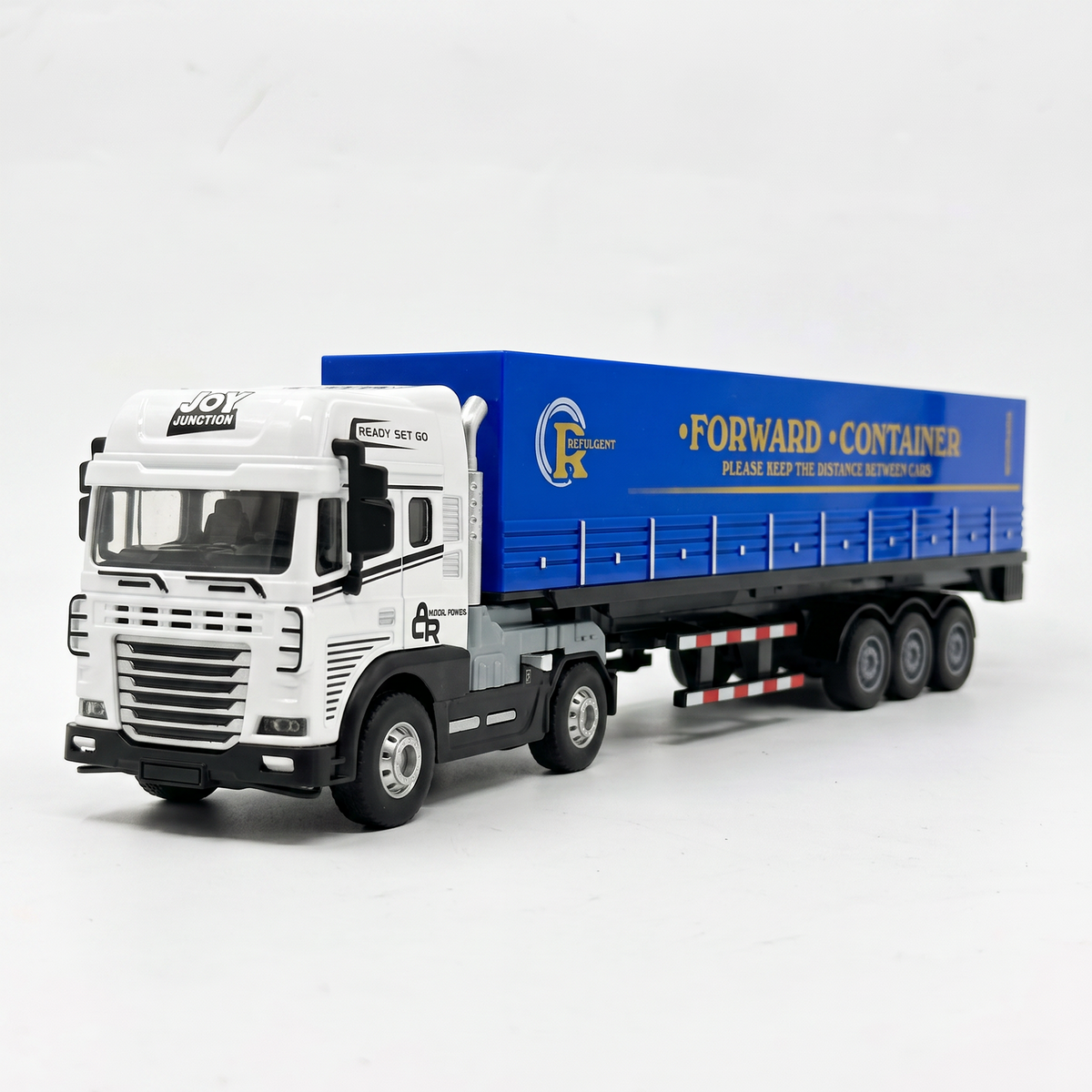 Friction Powered 1:24 Scale Transport Series Diecast Truck and Trailer Set (Container Truck)