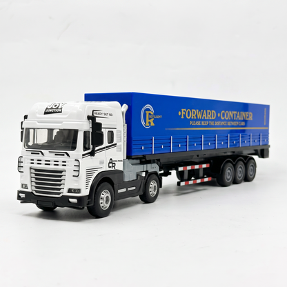 Friction Powered 1:24 Scale Transport Series Diecast Truck and Trailer Set (Container Truck)