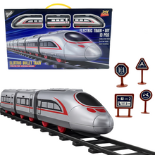 Bullet Train Set for Kids - 13 Pc Railway Track, Motorized Rail Playset (Battery Operated)