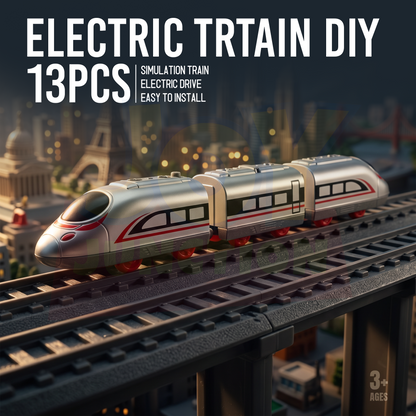 Bullet Train Set for Kids - 13 Pc Railway Track, Motorized Rail Playset (Battery Operated)