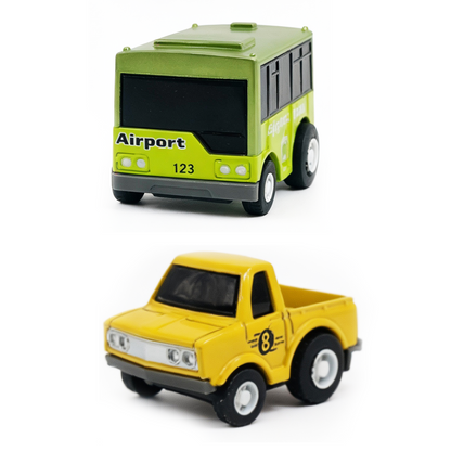 Mini Racer High Speed Transport-Series, Crane-Truck & Airport-Bus Pullback Toy (Pack of 2 Multicolors) - Joy Junction Uncateg