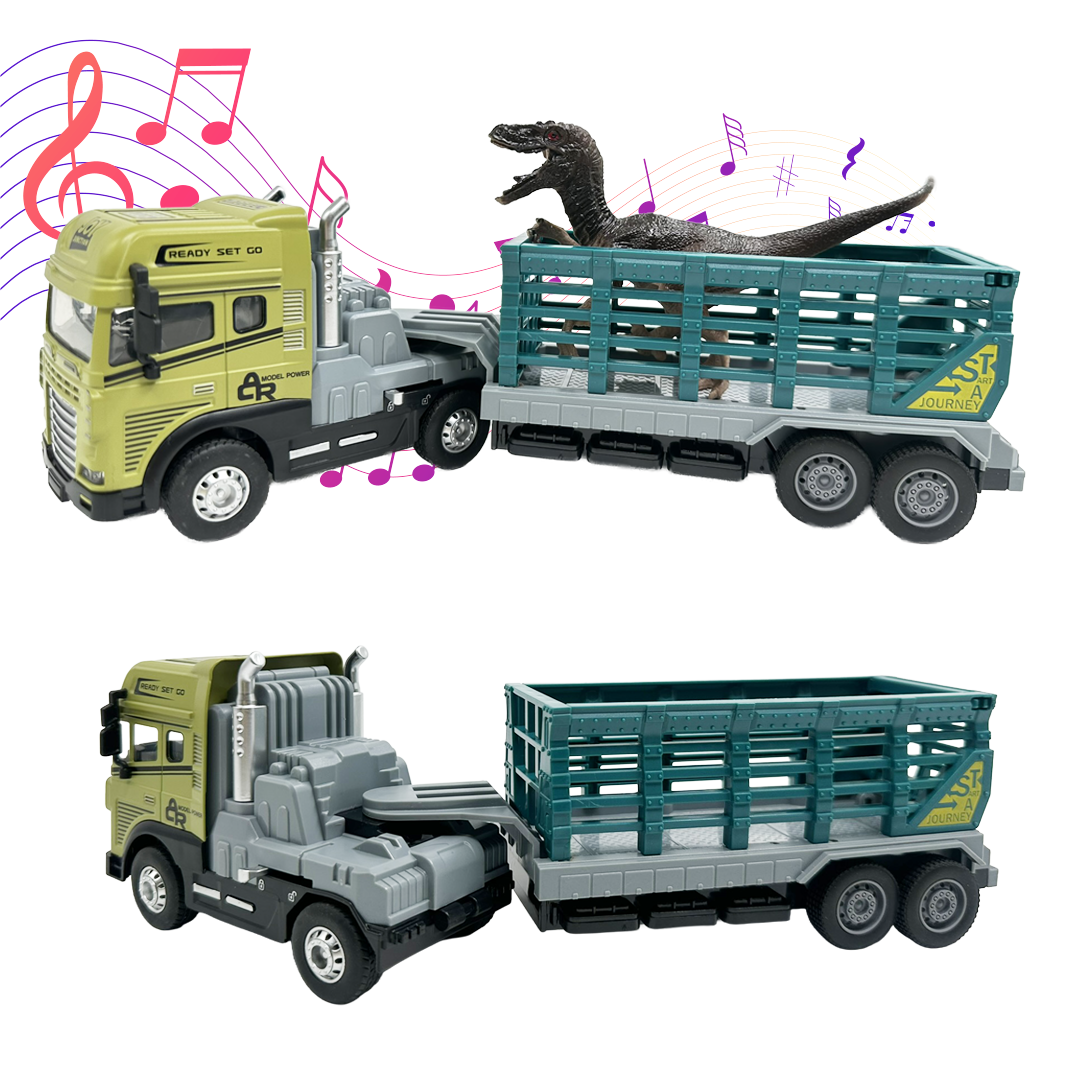 Raptor Dino Rescue Trailer Truck Toy ,1:24 Scale – Alloy Diecast Set - Joy Junction Uncategorized (Image 1)