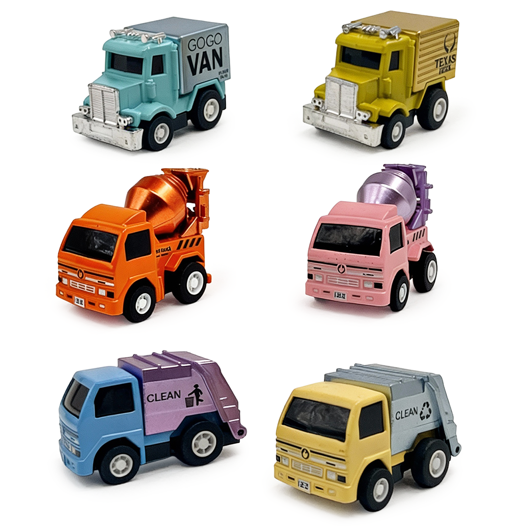 Mini Racer High Speed Transport-Series Dirt-Truck, Cleaner, GOGO-Van Pullback Toy (Pack of 3 Multicolors) - Joy Junction Unca