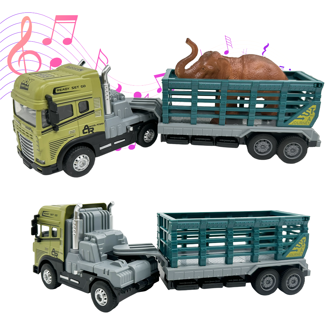 Elephant Rescue Trailer Truck Toy ,1:24 Scale – Alloy Diecast Set - Joy Junction Uncategorized (Image 1)