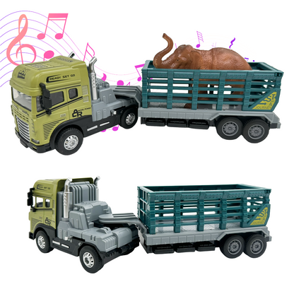 Elephant Rescue Trailer Truck Toy ,1:24 Scale – Alloy Diecast Set - Joy Junction Uncategorized (Image 1)