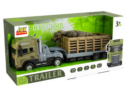 1:24 Scale Metal Toy Rescue Trailer Series Alloy Diecast Truck and Trailer Set, Diecast Pretend Play Toy Truck Vehicles for K