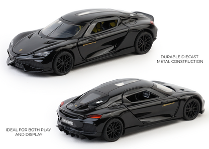 Koengseg 1:32 Scale Alloy Metal Pullback Toy car with Openable Doors Light Music