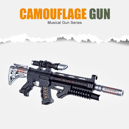 Military Camouflage Gun Toy for Kids – Light, Sound and Vibration Action