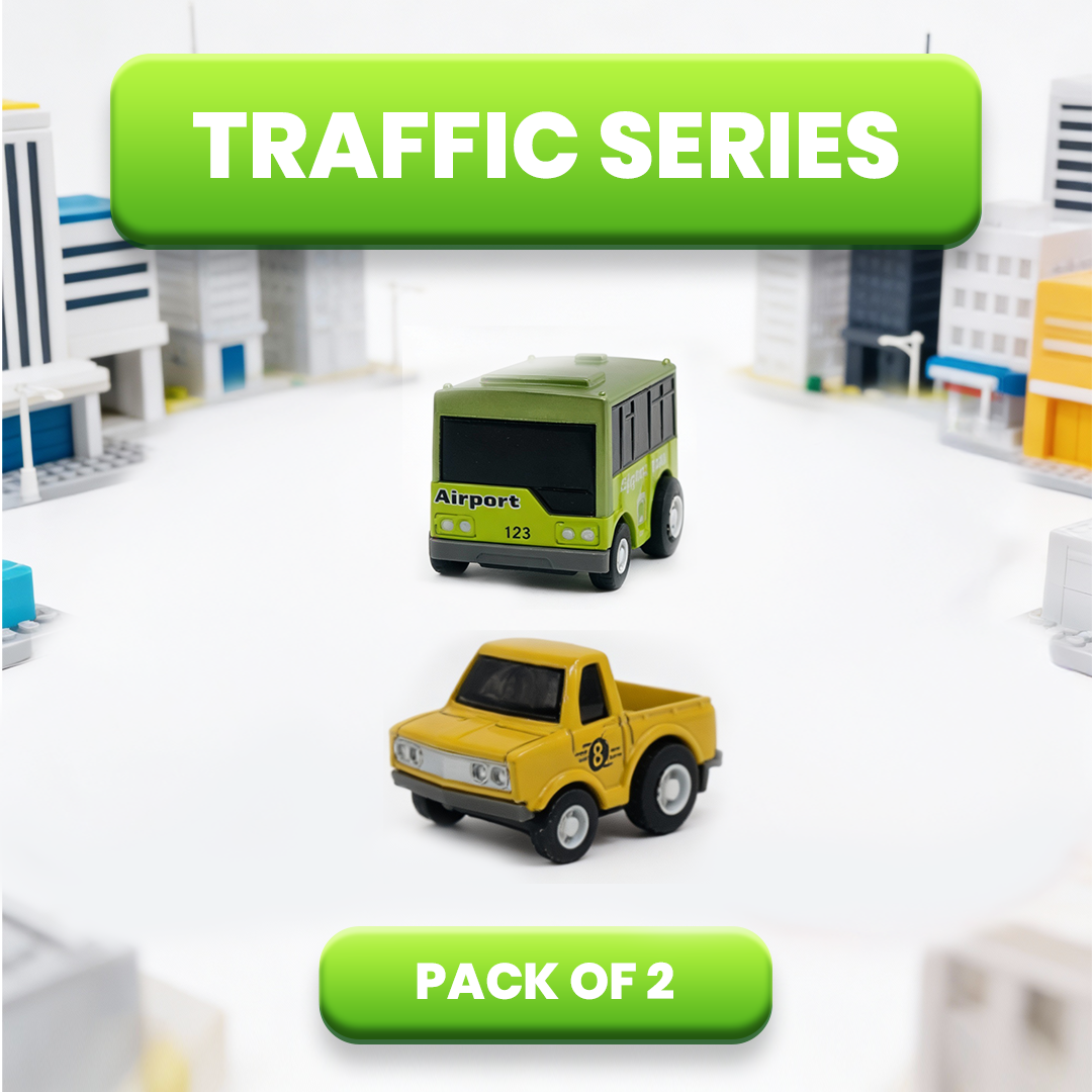 Mini Racer High Speed Transport-Series, Crane-Truck & Airport-Bus Pullback Toy (Pack of 2 Multicolors) - Joy Junction Uncateg