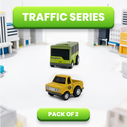 Mini Racer High Speed Transport-Series, Crane-Truck & Airport-Bus Pullback Toy (Pack of 2 Multicolors) - Joy Junction Uncateg