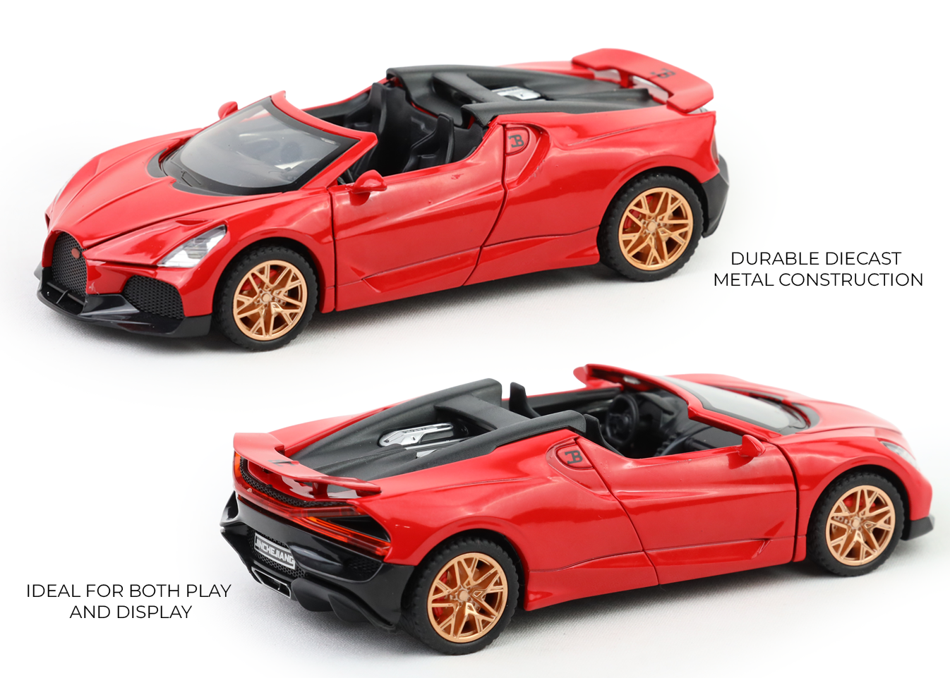 Bugatti Mistral 1:32 Scale Alloy Metal Pullback Toy car with Openable Doors Light Music