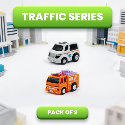 Mini Racer High Speed Transport-Series, Ambulance & Firetruck Pullback Toy (Pack of 2 Multicolors) - Joy Junction Uncategoriz