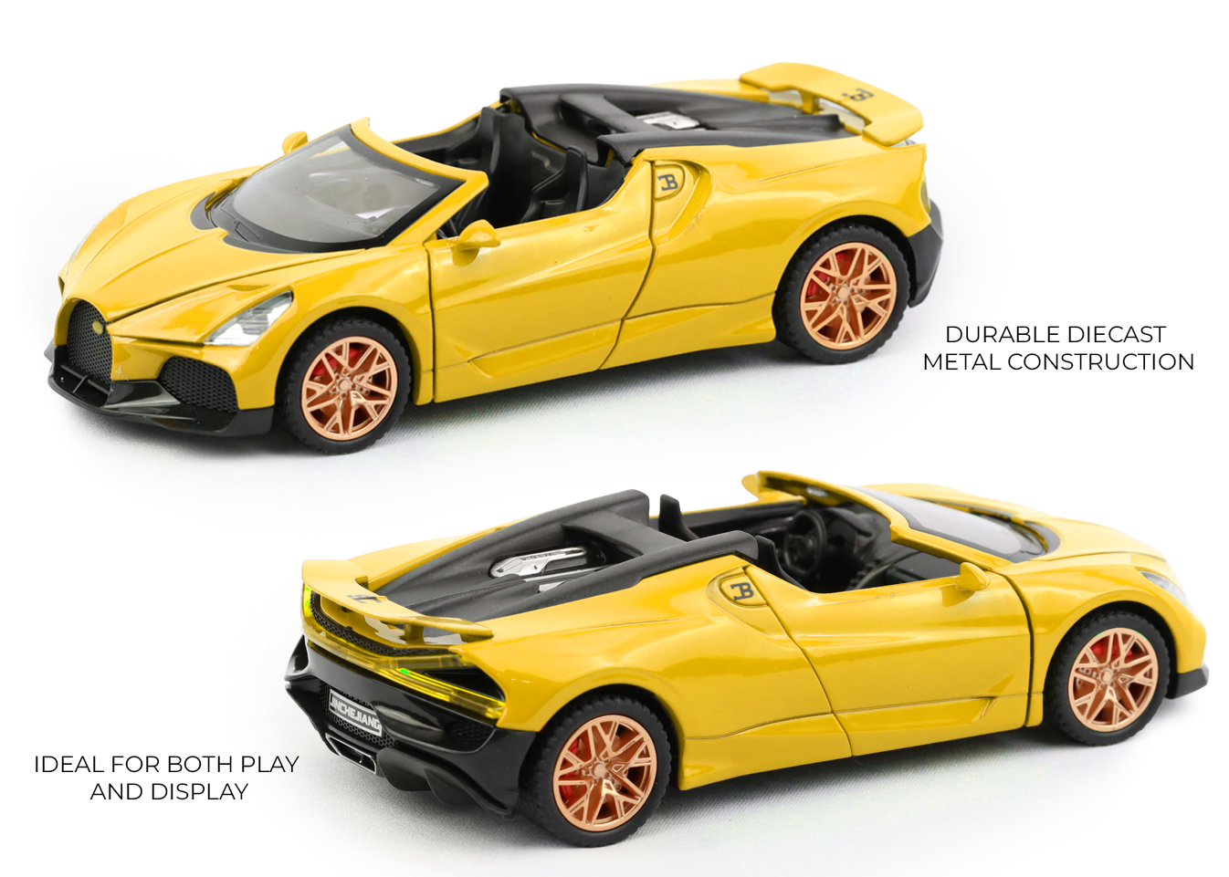 Bugatti Mistral 1:32 Scale Alloy Metal Pullback Toy car with Openable Doors Light Music