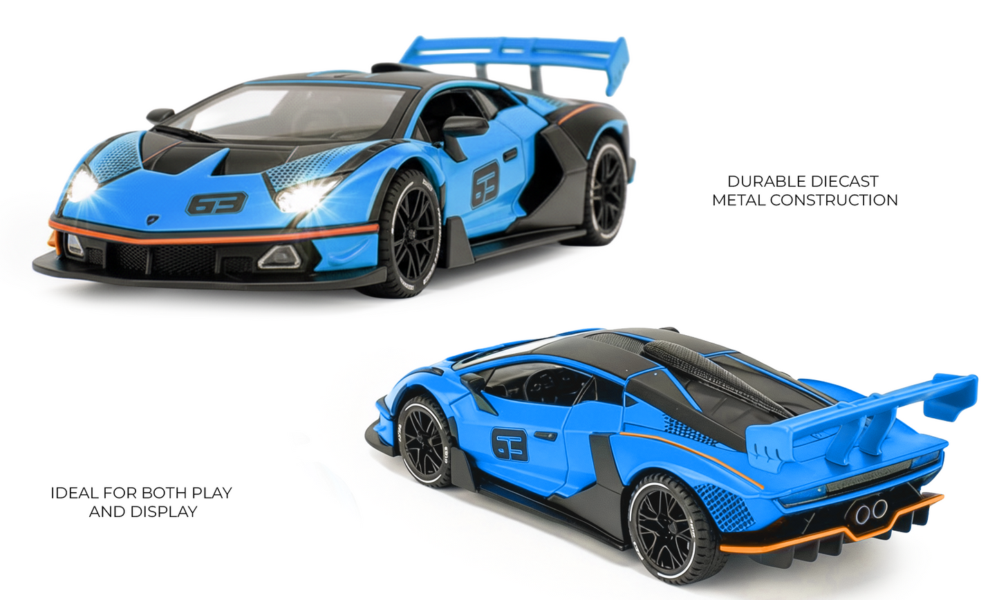 Lamborghini 1:32 Scale Alloy Metal Pullback Toy car with Openable Doors Light Music