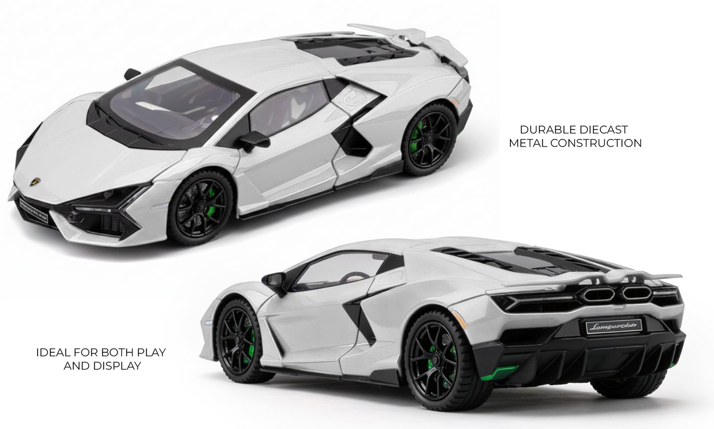 Lamborghini Revuelto 1:32 Scale Alloy Metal Pullback Toy car with Openable Doors Light Music