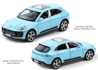 Porsche Macan 1:32 Scale Alloy Metal Pullback Toy car with Openable Doors Light Music