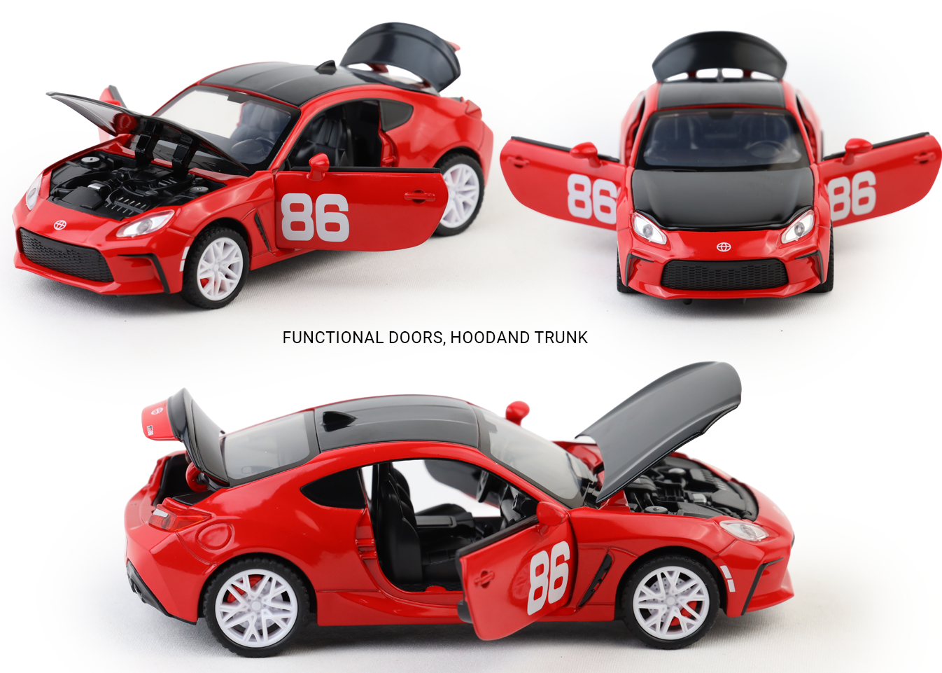 Toyota GR-86 1:32 Scale Alloy Metal Pullback Toy car with Openable Doors Light Music - Image 10