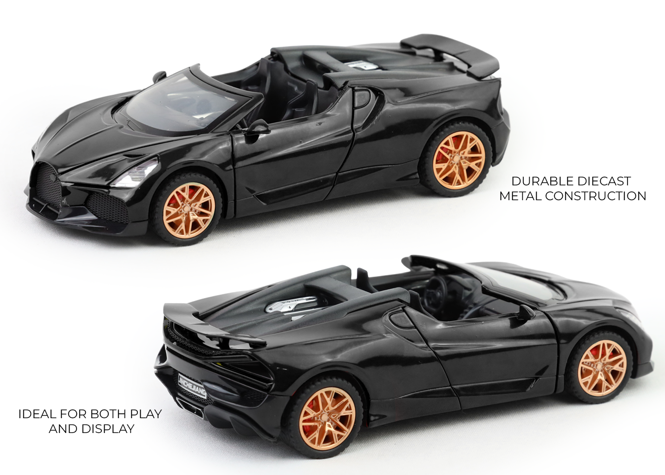 Bugatti Mistral 1:32 Scale Alloy Metal Pullback Toy car with Openable Doors Light Music