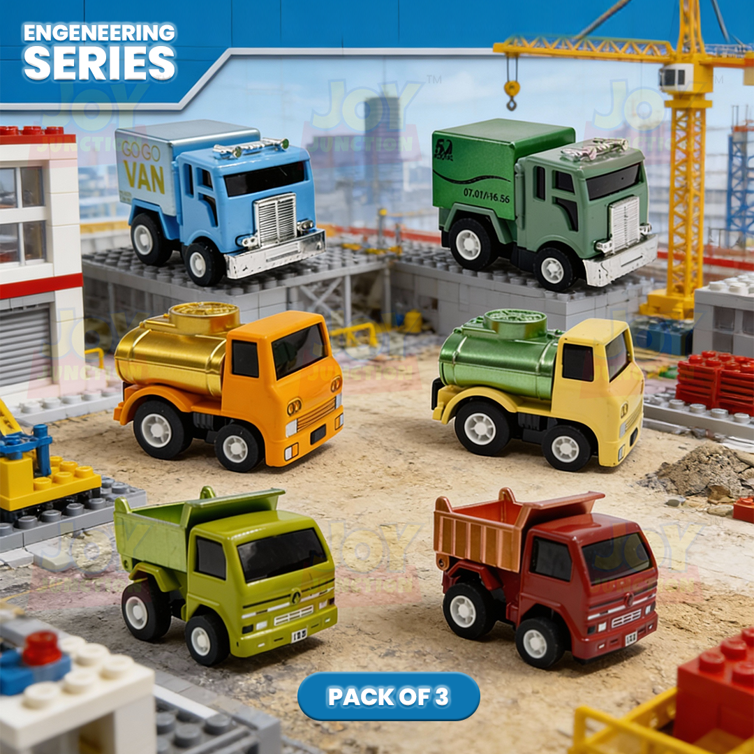 Mini Racer High Speed Transport-Series GOGO-Truck, Dipper, Tanker Pullback Toy (Pack of 3 Multicolors) - Joy Junction Uncateg