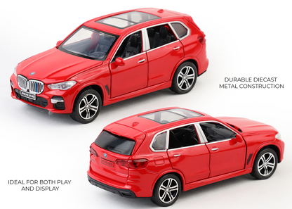 BMW X5 1:32 Scale Alloy Metal Pullback Toy car with Openable Doors Light Music