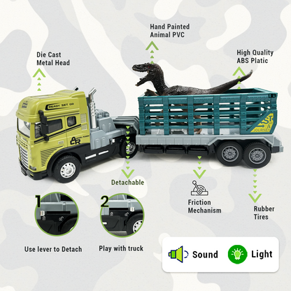 Raptor Dino Rescue Trailer Truck Toy ,1:24 Scale – Alloy Diecast Set - Joy Junction Uncategorized (Image 3)