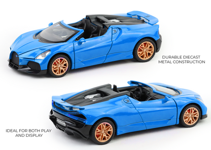 Bugatti Mistral 1:32 Scale Alloy Metal Pullback Toy car with Openable Doors Light Music
