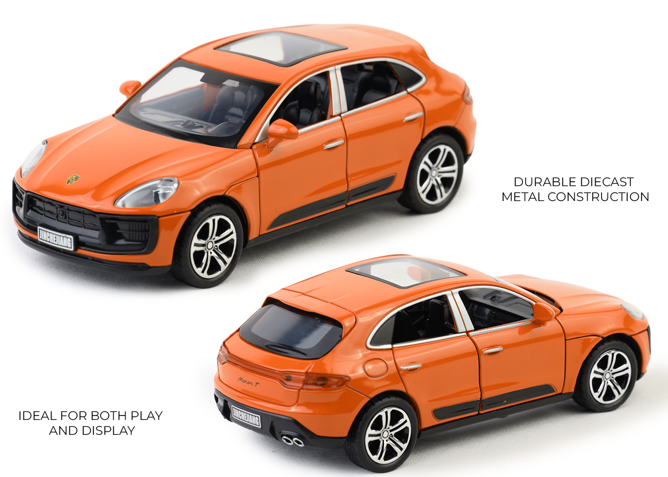 Porsche Macan 1:32 Scale Alloy Metal Pullback Toy car with Openable Doors Light Music