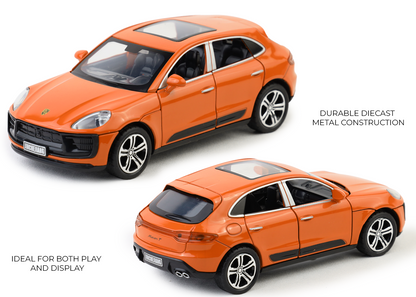 Porsche Macan 1:32 Scale Alloy Metal Pullback Toy car with Openable Doors Light Music