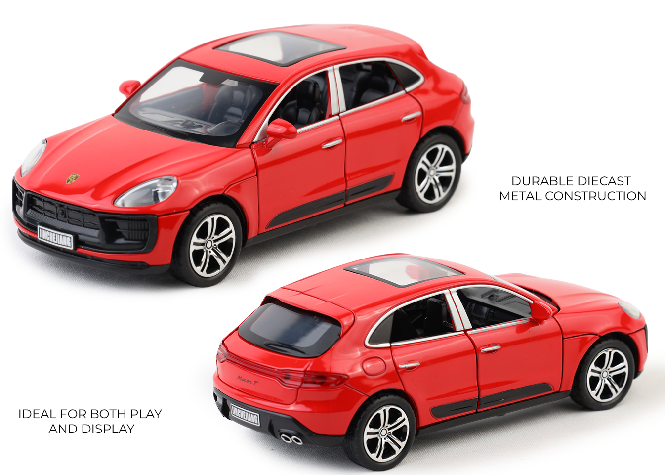 Porsche Macan 1:32 Scale Alloy Metal Pullback Toy car with Openable Doors Light Music