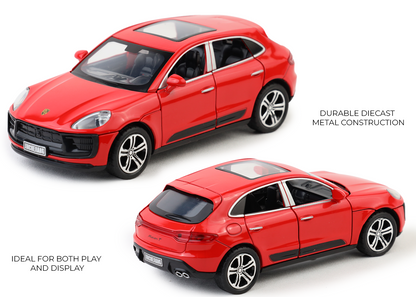 Porsche Macan 1:32 Scale Alloy Metal Pullback Toy car with Openable Doors Light Music