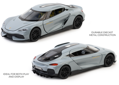 Koengseg 1:32 Scale Alloy Metal Pullback Toy car with Openable Doors Light Music