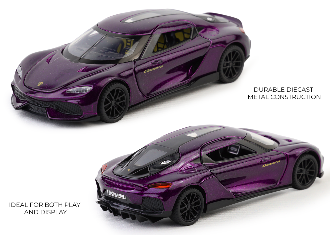 Koengseg 1:32 Scale Alloy Metal Pullback Toy car with Openable Doors Light Music