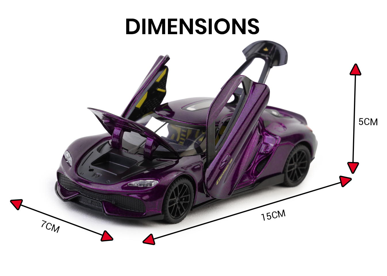 Koengseg 1:32 Scale Alloy Metal Pullback Toy car with Openable Doors Light Music