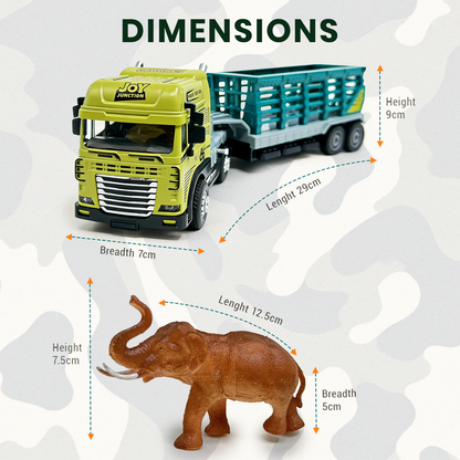 Elephant Rescue Trailer Truck Toy ,1:24 Scale – Alloy Diecast Set - Joy Junction Uncategorized (Image 4)