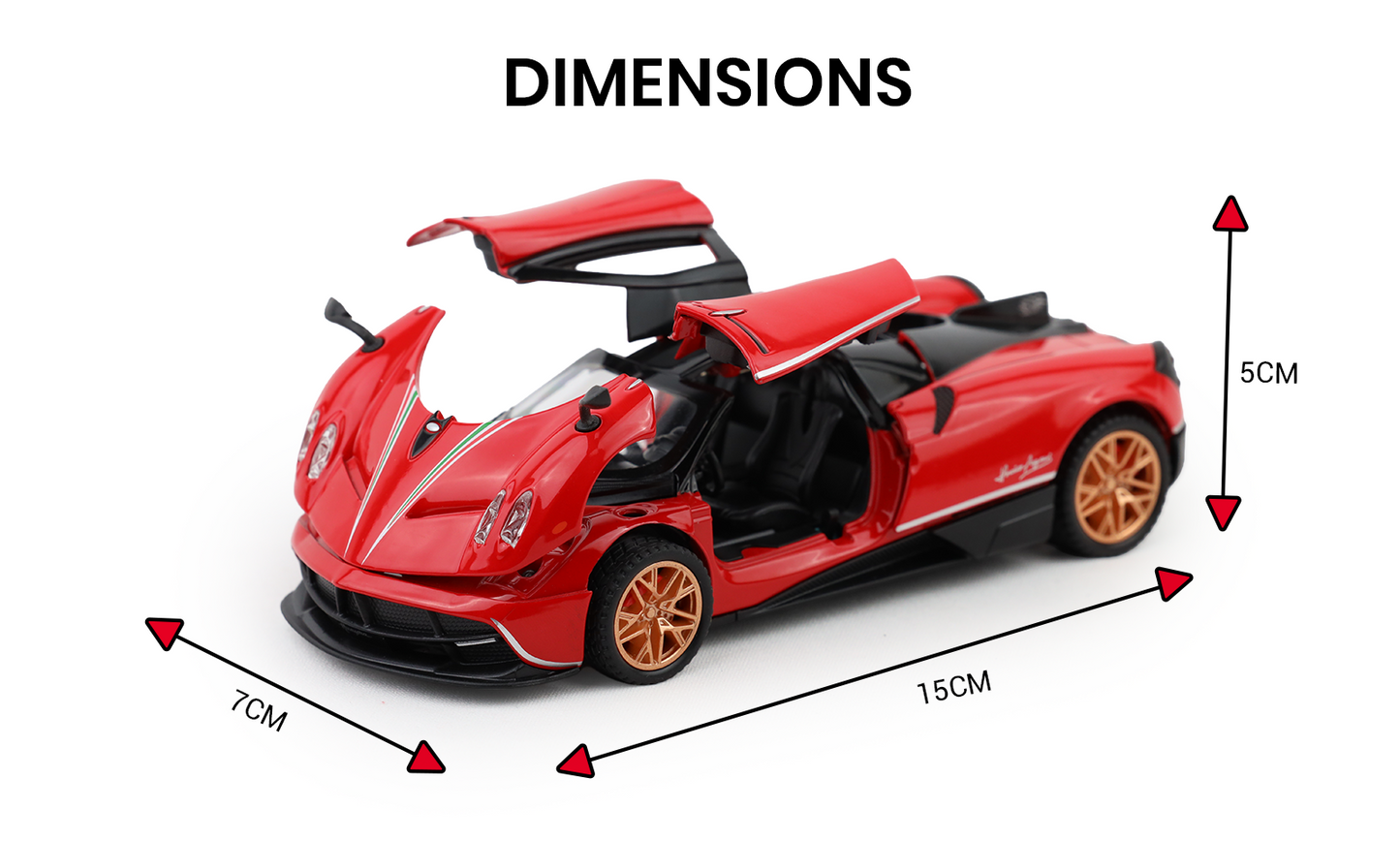 Pagani Huayra 1:32 Scale Alloy Metal Pullback Toy car with Openable Doors Light Music