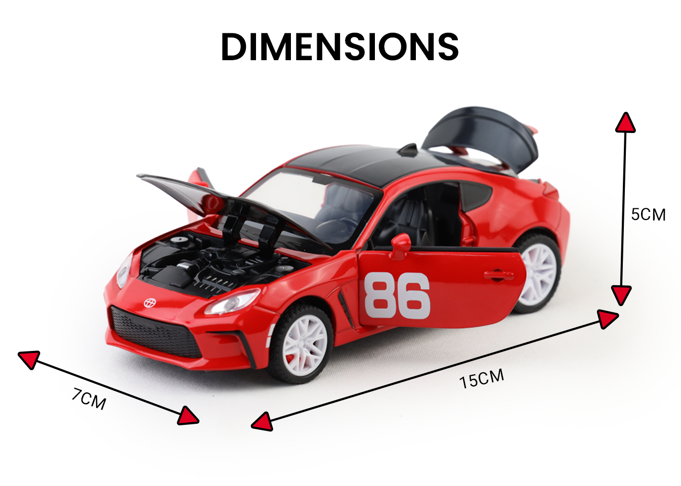 Toyota GR-86 1:32 Scale Alloy Metal Pullback Toy car with Openable Doors Light Music - Image 11