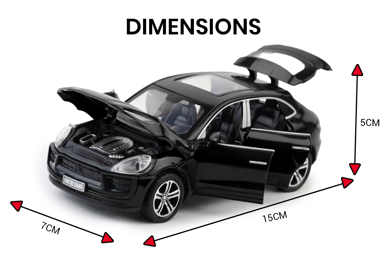 Porsche Macan 1:32 Scale Alloy Metal Pullback Toy car with Openable Doors Light Music