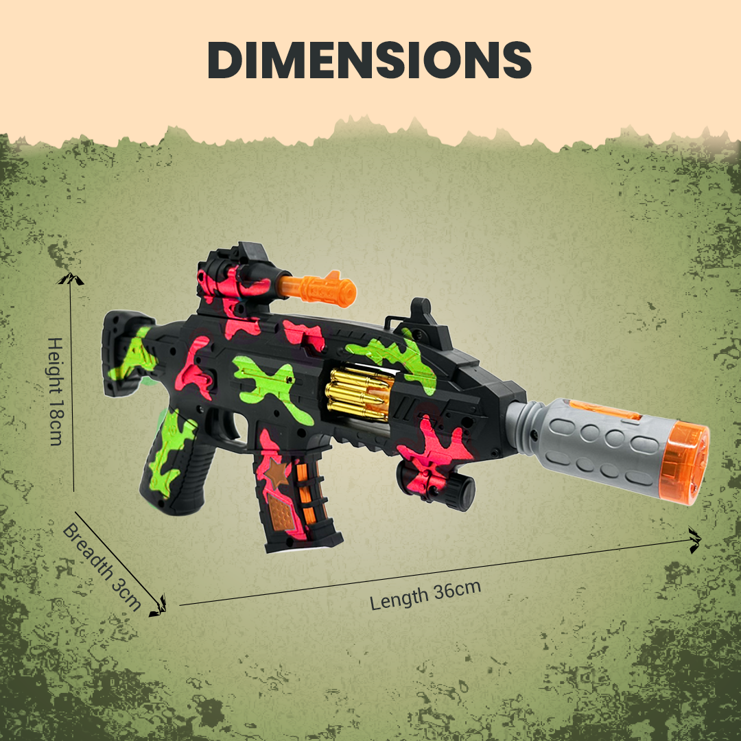 JOY JUNCTION Defender Gun with Light, Sound, Vibration & Smoke-Effect Musical Toy Gun | Future Gun Toy for Boys 3+ Years, Act