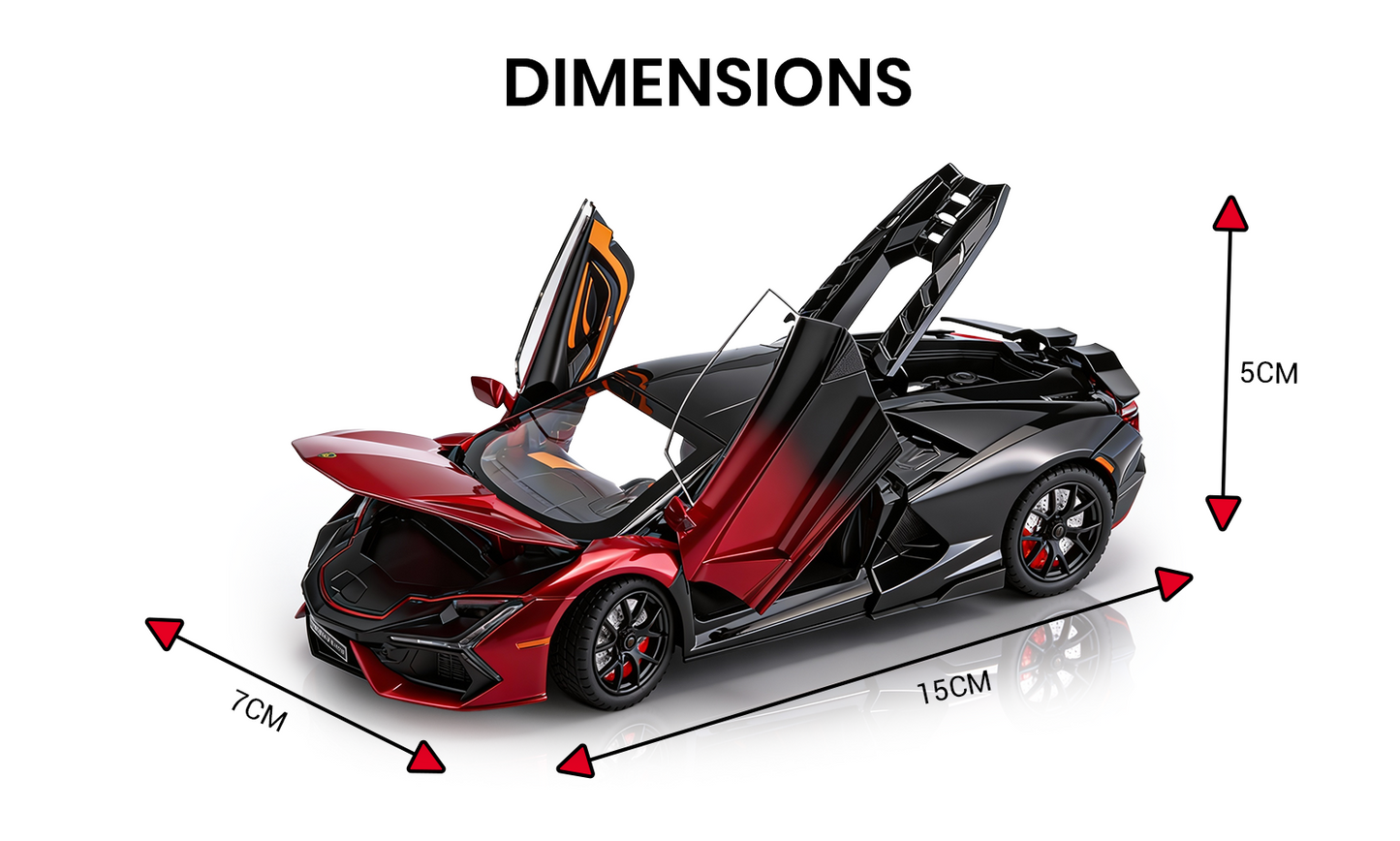 Lamborghini Revuelto 1:32 Scale Alloy Metal Pullback Toy car with Openable Doors Light Music