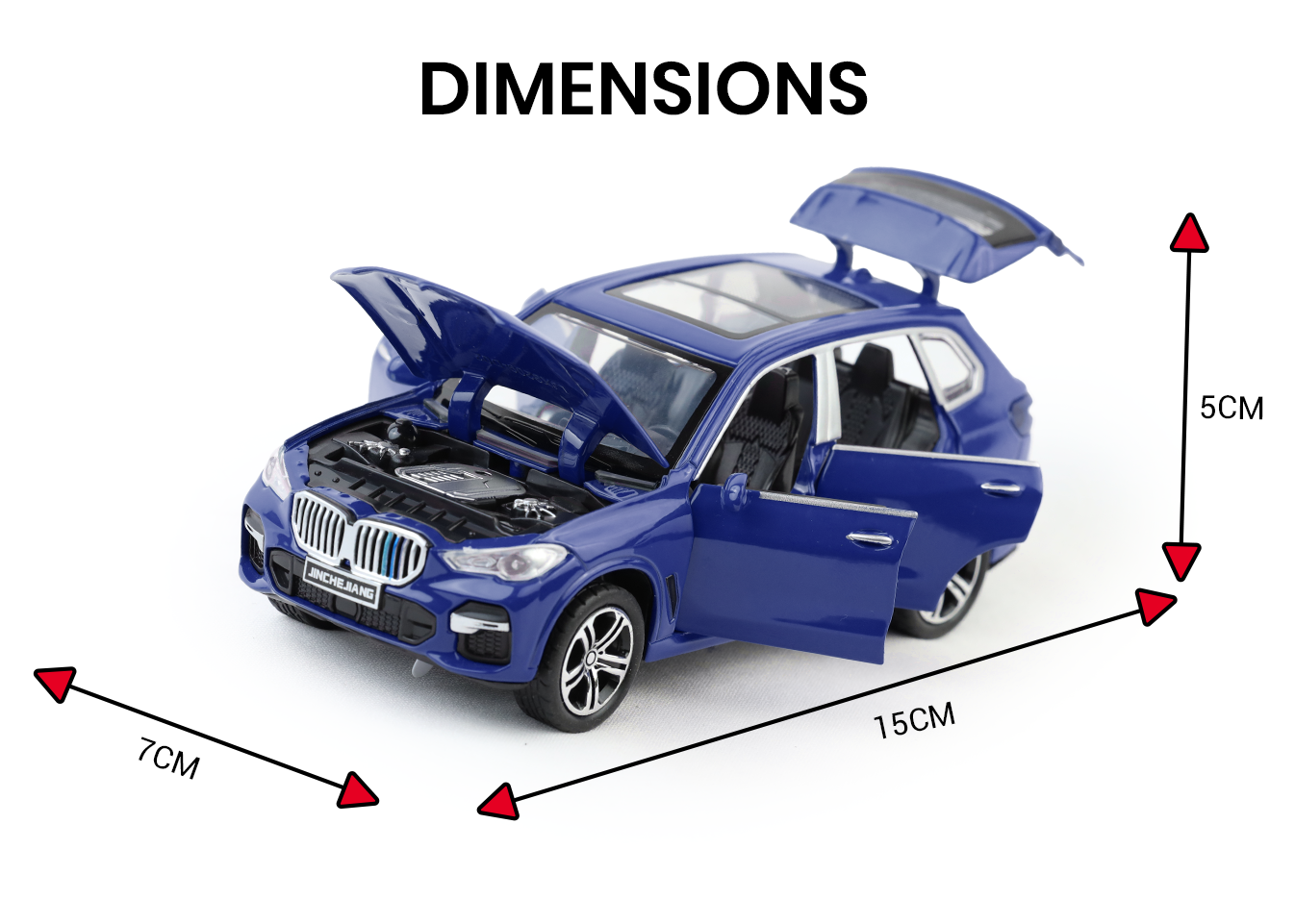 BMW X5 1:32 Scale Alloy Metal Pullback Toy car with Openable Doors Light Music