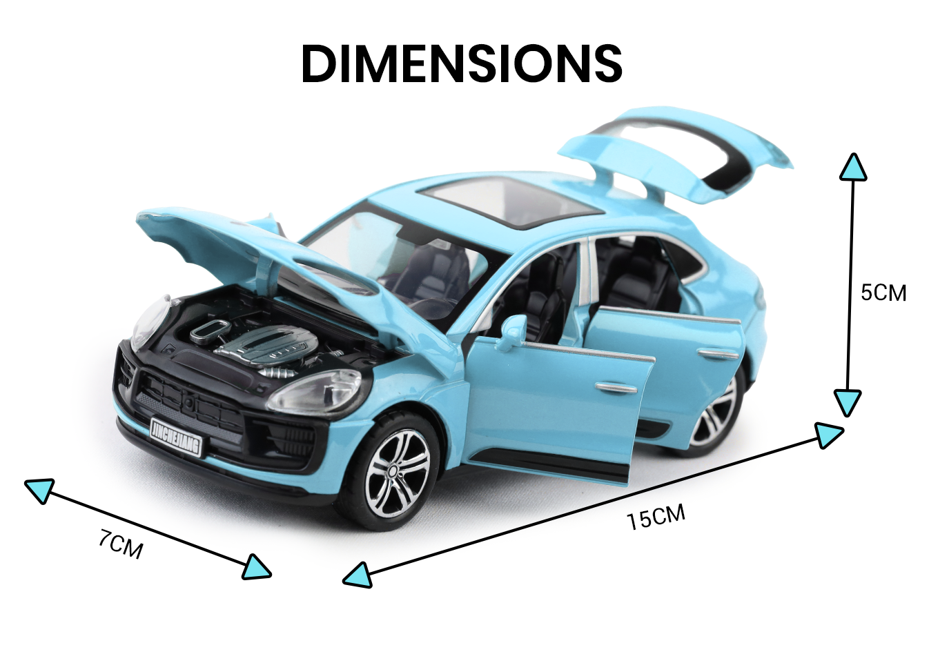 Porsche Macan 1:32 Scale Alloy Metal Pullback Toy car with Openable Doors Light Music