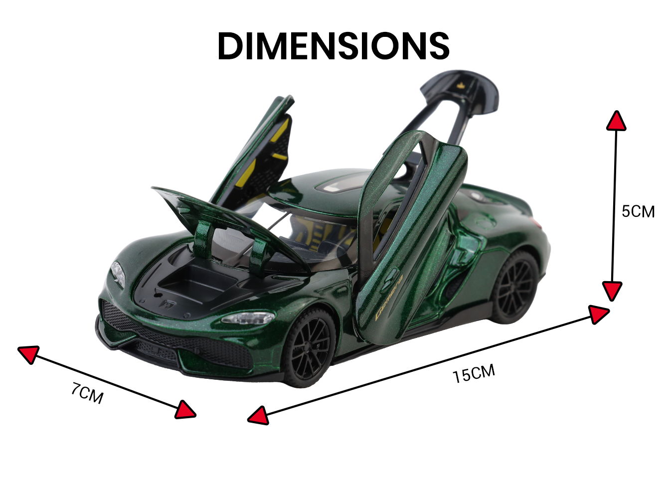 Koengseg 1:32 Scale Alloy Metal Pullback Toy car with Openable Doors Light Music