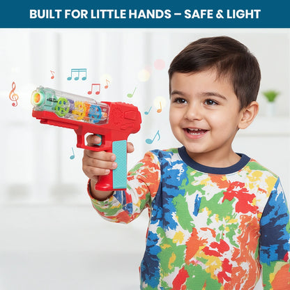 Projection Transparent Gear Gun Toy with 3D Lights & Sound