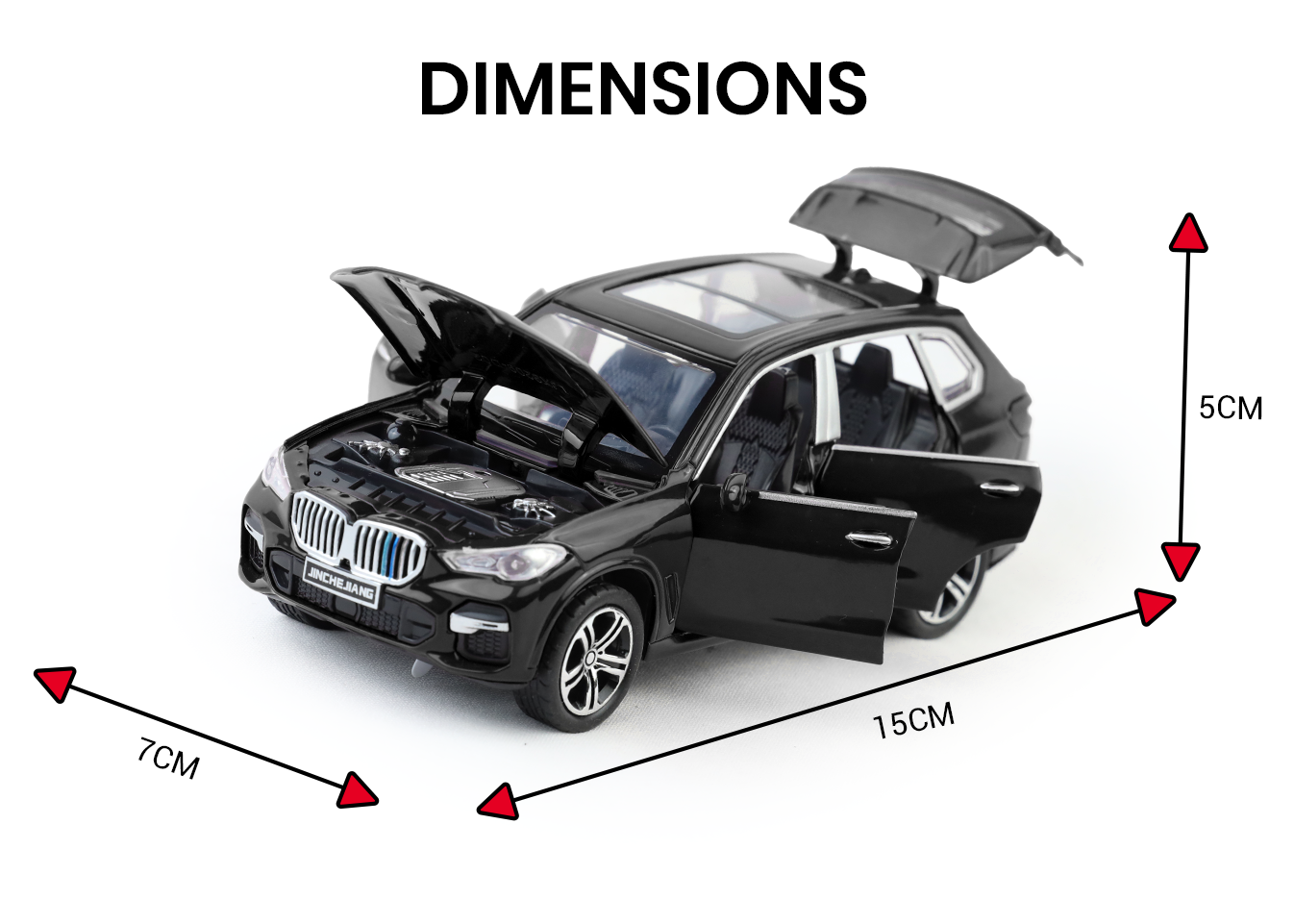 BMW X5 1:32 Scale Alloy Metal Pullback Toy car with Openable Doors Light Music