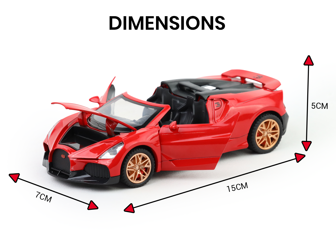 Bugatti Mistral 1:32 Scale Alloy Metal Pullback Toy car with Openable Doors Light Music